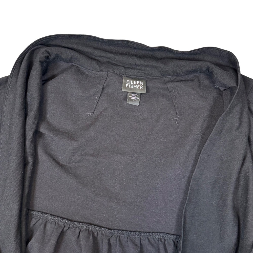 Eileen Fisher Black Open Front Shawl‎ Cardigan Viscose Blend J1351M
